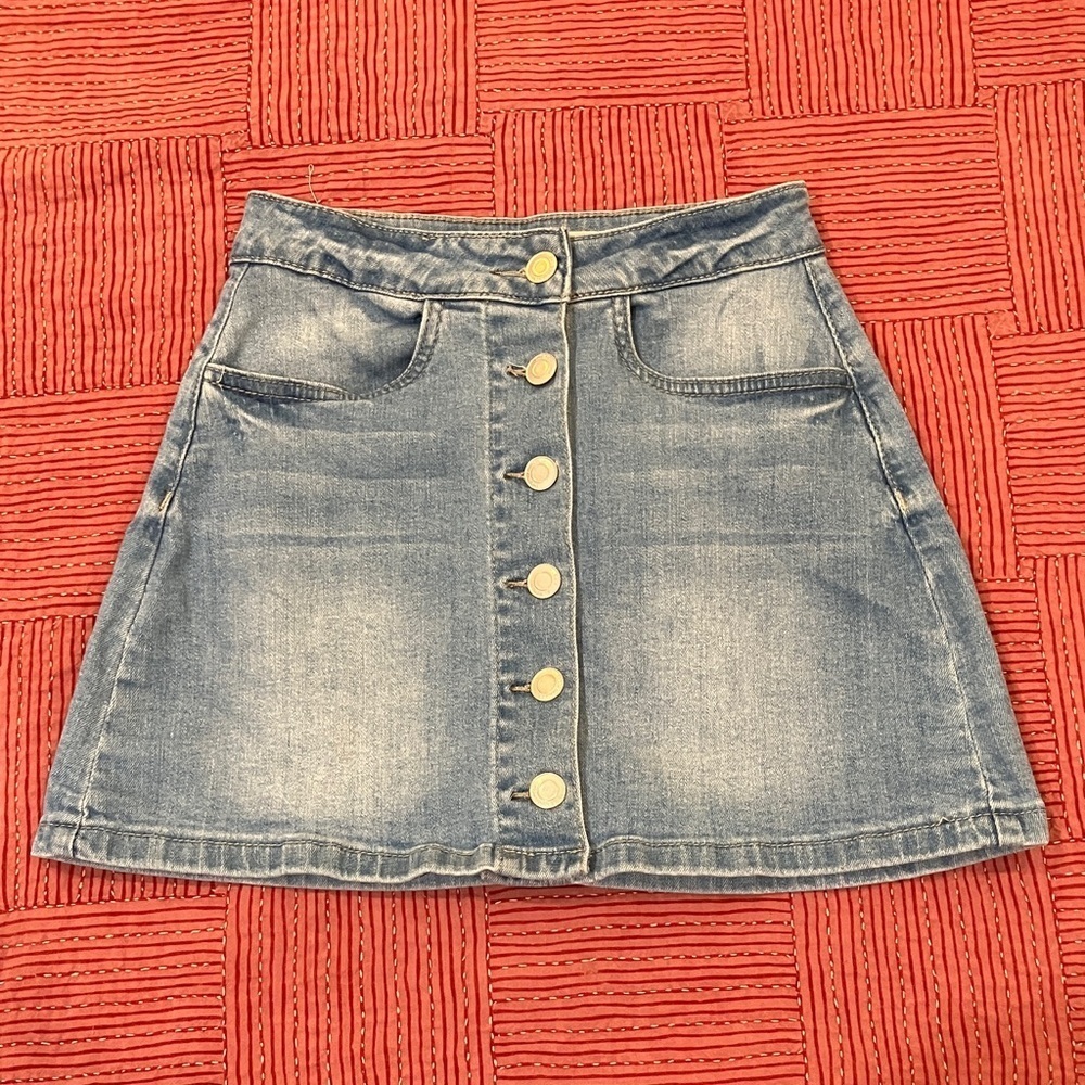 Streetwear Society size XS faded Blue Denim A-Line Skirt W24